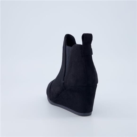 Women's Zoey Wedge Bootie, Soft Vegan Suede, Easy Slip-On Design, Memory - Picture 6 of 8